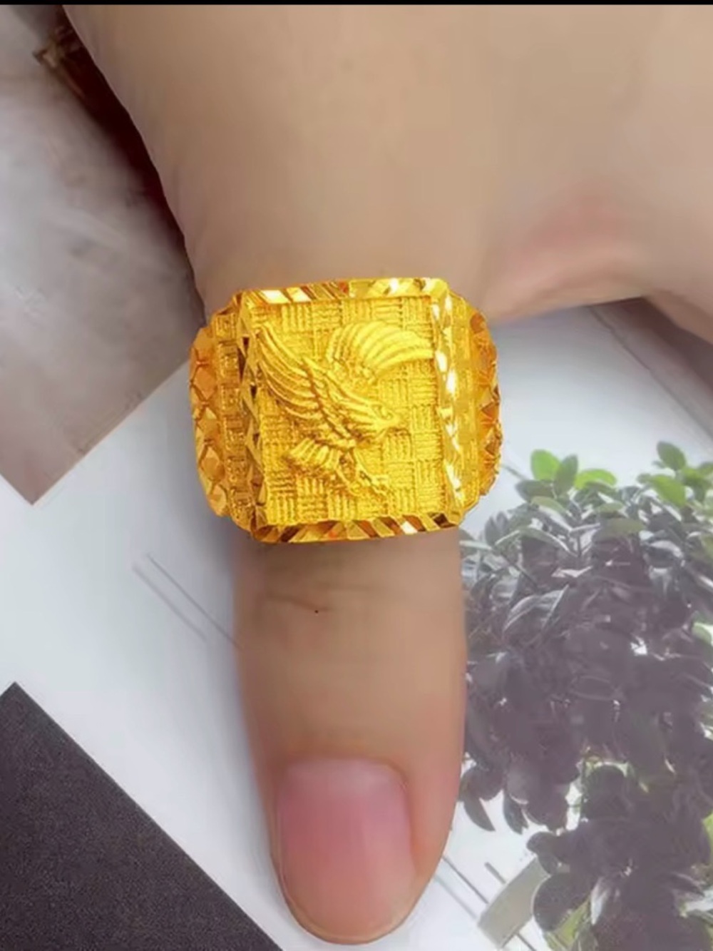 Gold-Tone Men's Eagle Signet Ring